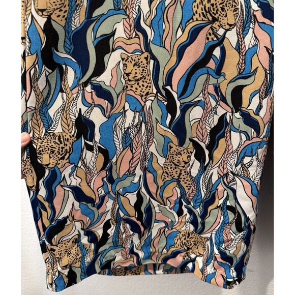 Monki Womens Size 40 Wide Leg Crop Pants Trousers Safari Leopard Colorful Artsy - Picture 4 of 10